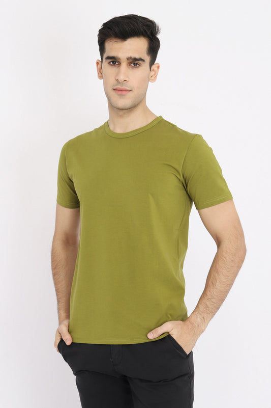 PREMIUM COTTON CREW NECK TEE-OLIVE