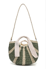 ORIANA HANDWOVEN KNOTTED CARRYALL-GREEN