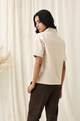 TWILL BOW TOP-BEIGE