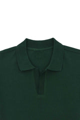 RIB COLLAR KNIT POLO-DK/GREEN