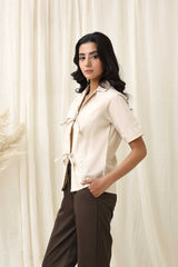 TWILL BOW TOP-BEIGE