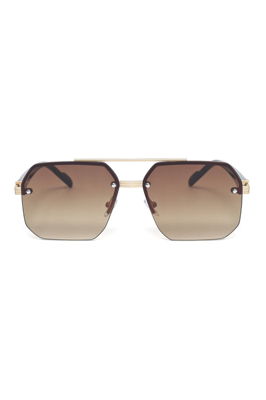 PREMIUM GOLD TONE SUNGLASSES-BROWN