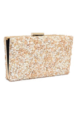 PEBBELED GLAM BOX CLUTCH-PEACH