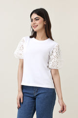 LACE WHISPER TOP-WHITE