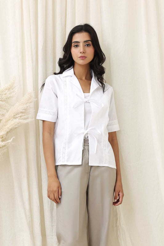 TWILL BOW TOP-WHITE