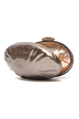 OVAL SHEEL EMBOSSED CLUTCH-BROWN