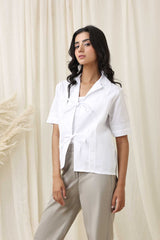 TWILL BOW TOP-WHITE