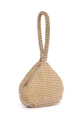 Crystal Mesh Wristlet Bag-Gold