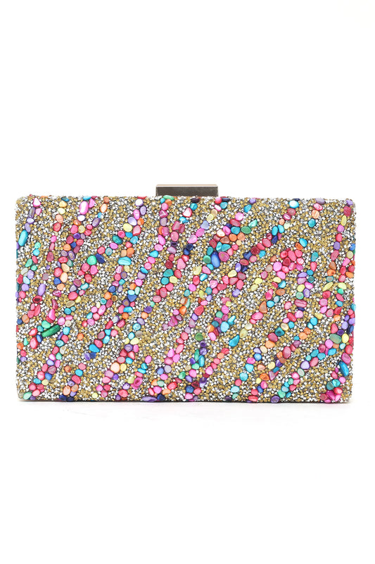 MOSIAC STATEMENT CLUTCH-GOLD