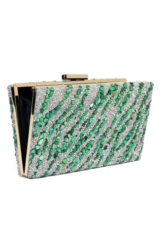 MOSIAC STATEMENT CLUTCH-GREEN