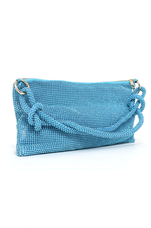 BLING BAG WITH STRAP-BLUE