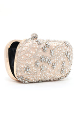ELEGANCE FLORAL PEARL EMBELLISHED CLUTCH-GOLD