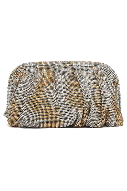 EMERALD LUXE GATHERED CLUTCHED-GOLD-SILVER