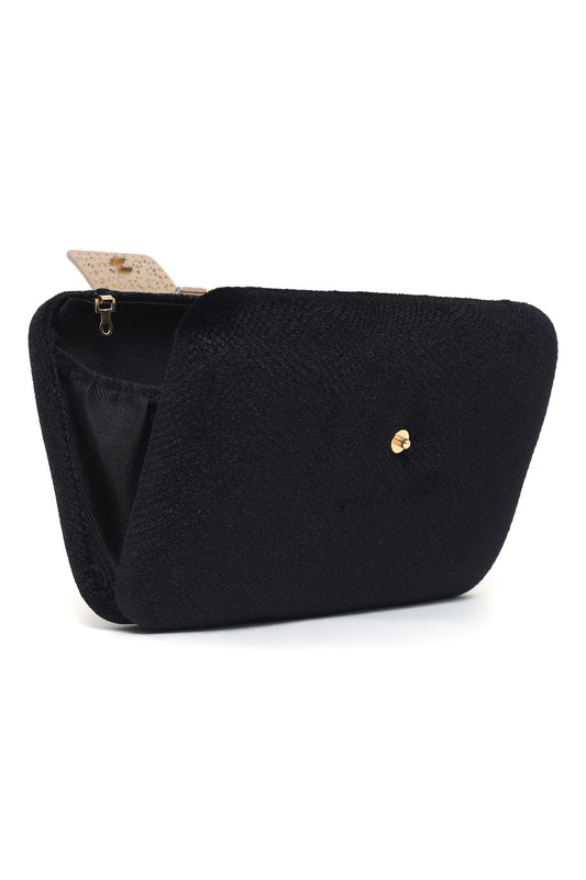 VELVET CLUTCH-BLACK