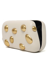 GOLDEN STUD CLUTCH-BEIGE