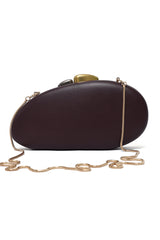 SCULPT OVAL CLUTCH-COFFEE