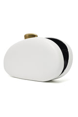 SCULPT OVAL CLUTCH-WHITE