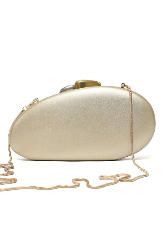 SCULPT OVAL CLUTCH-GOLD