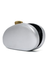 SCULPT OVAL CLUTCH-SILVER