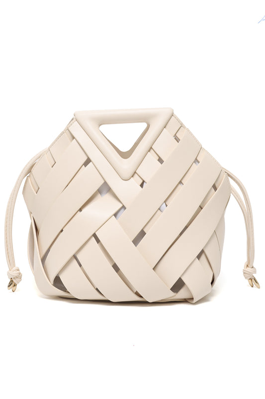 LATTICE MODERN HAND BAG-WHITE