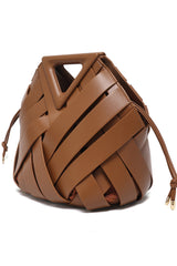 LATTICE MODERN HAND BAG-BROWN