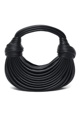 TEXTURED DESIGNER HANDBAG-BLACK