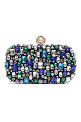 JEWEL MOSAIC PEARL CLASP CLUTCH-BLACK