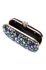 JEWEL MOSAIC PEARL CLASP CLUTCH-BLACK