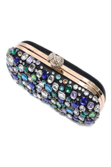 JEWEL MOSAIC PEARL CLASP CLUTCH-BLACK