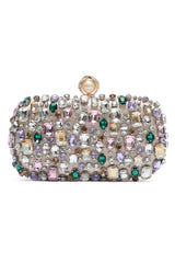 JEWEL MOSAIC PEARL CLASP CLUTCH-CHAMPAGNE