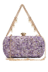 PEBBLE CRUSH PEARL CLUTCH -PURPLE