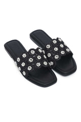 BLOSSOM PEARL SLIDE-BLACK