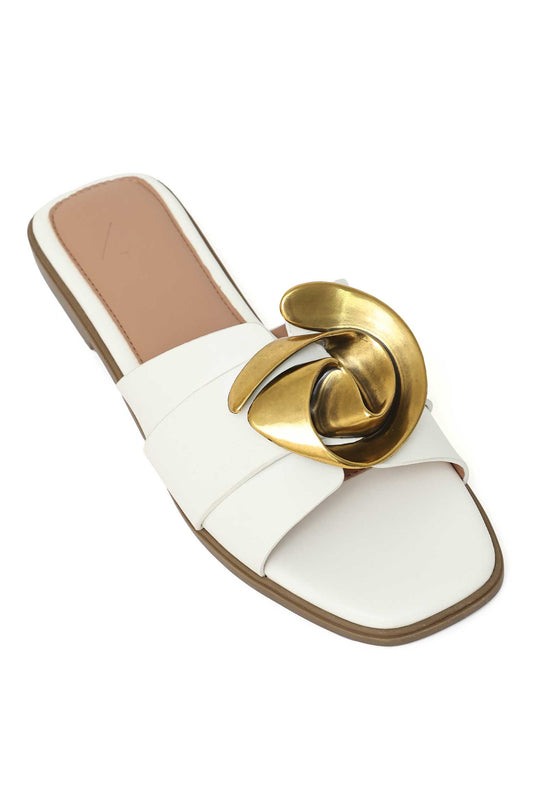 GOLD OPULENT SWIRL SLIDE-WHITE