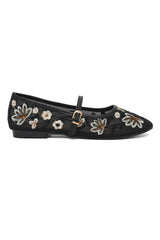 WILDFLOWER DREAM EMBROIDERED FLAT-BLACK