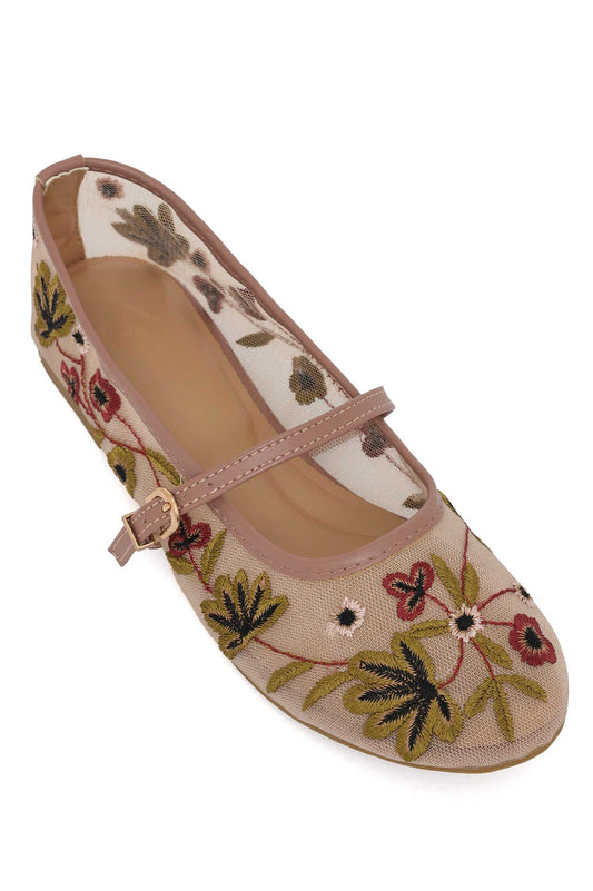 WILDFLOWER DREAM EMBROIDERED FLAT-NUDE