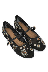 WILDFLOWER DREAM EMBROIDERED FLAT-BLACK