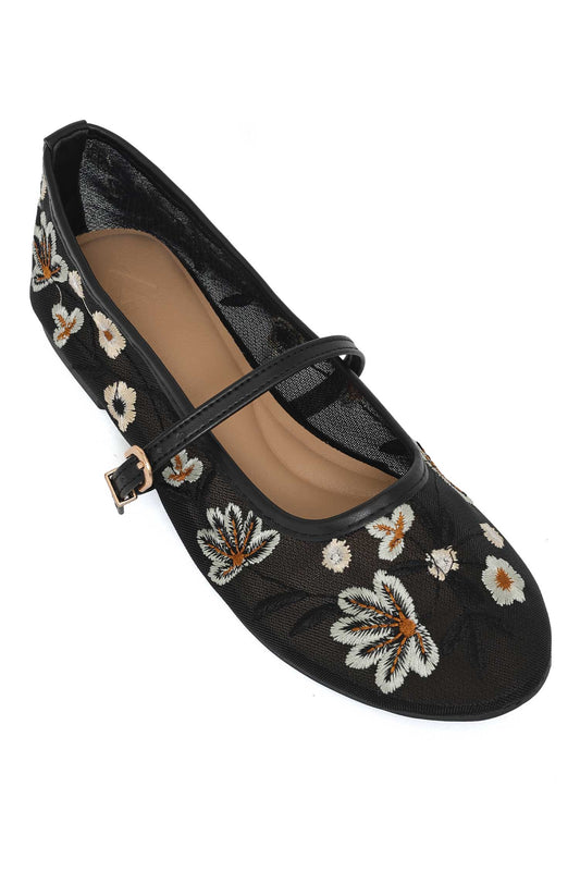 WILDFLOWER DREAM EMBROIDERED FLAT-BLACK