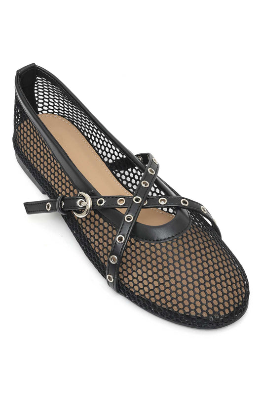 NET RUSH CROSSBODY FLATS-BLACK