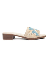EMBROIDERED WEAVE HEEL-BLUE