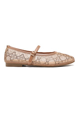 DIAMOND BLOOM BALLET FLATS-CAMEL
