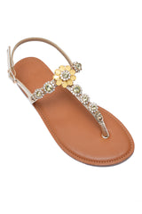 CRYSTAL FLOWER SANDALS-GOLD