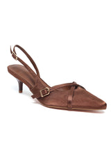 PATENT KITTEN HEELS-BROWN