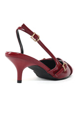 PATENT KITTEN HEELS-RED