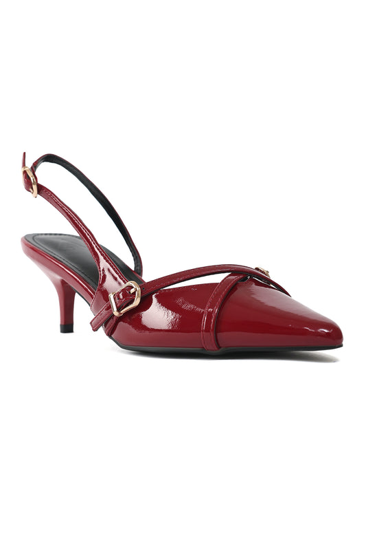 PATENT KITTEN HEELS-RED
