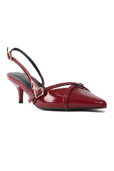 PATENT KITTEN HEELS-RED