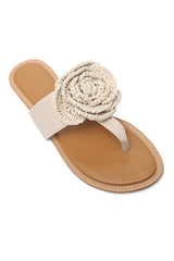 WOVEN ROSE SANDAL-BEIGE