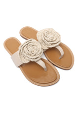 WOVEN ROSE SANDAL-BEIGE