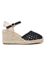 CUTWORK WEDGE HEEL-BLACK
