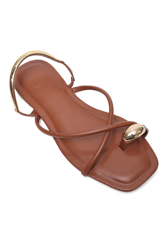ACCENT STRAP FLAT-BROWN