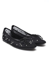 DAZZLING BOW DETAIL FLATS-BLACK